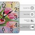 thumbnail image 2 of Pink Tulip Bouquet Art Print Wall Clock Silent Non-Ticking For Home Office Decor, Decorative Clock Art, 2 of 7