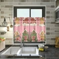 thumbnail image 4 of Yayeee Kitchen Curtains Light Filtering 27"x24" Rod Pocket Short Cafe Window Panel, Pink Christmas House, 4 of 7