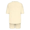 thumbnail image 5 of Gifts Dianli Everyday Loungewear Summer Pajamas Solid Color Short Sleeve Pajama Set Round Neck Top With Pants Lightweight Breathable Cotton Blend Elastic Waist Women's Home Sleepwear, 5 of 8
