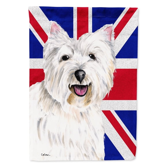 Westie with English Union Jack British Flag Garden Flag