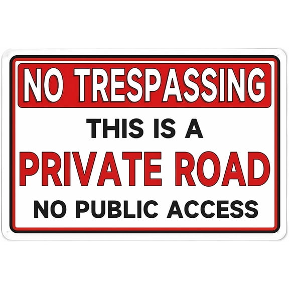 No Trespassing Private Road No Public Access Sign - 12×8 Inches, Aluminum UV-Resistant Waterproof, Easy-Install House Business Decor