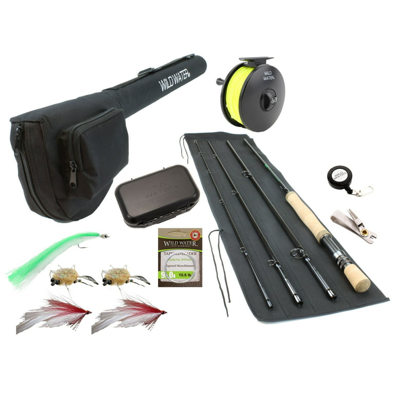 Wild Water Fly Fishing, 9 Foot, 9 and 10 Weight Rod and Reel, Combo Kit,  Saltwater Flies 