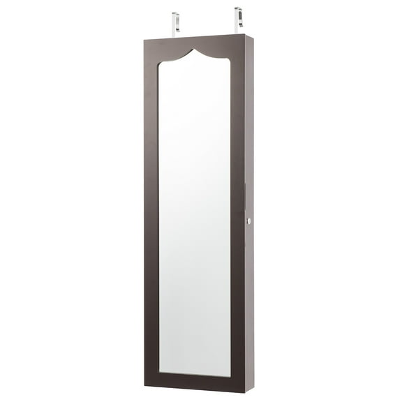 Patiojoy Lockable Wall Mounted Jewelry Armoire w/Mirror & LED Lights