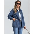 thumbnail image 4 of DARING DIVA Women's Oversized Long Sleeve Denim Jacket with Pockets XS Blue, 4 of 6