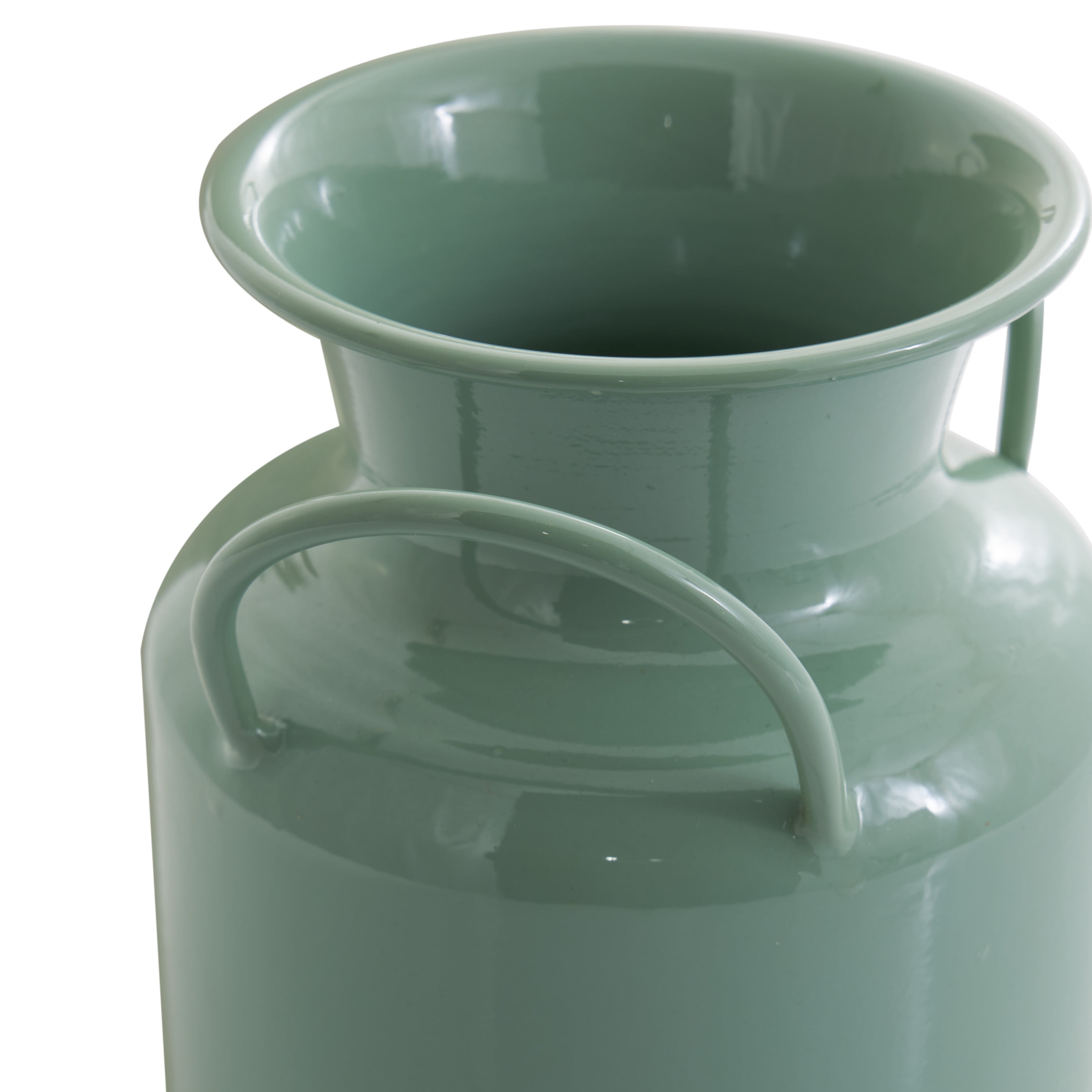 DecMode 10", 8"H Jug Teal Metal Vase with Handles, Set of 2