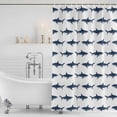 thumbnail image 6 of Small Stall Shower Curtain 36x78 Inch Narrow Half Size Blue Coastal Shark Bath Curtains Bathroom Decor, Ocean Sea Nautical Waterproof Fabric Shower Curtain Set with Hooks 36 Inch, 6 of 7