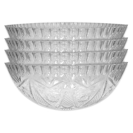 Crystal Cut Plastic Bowls - 4 Pack Clear Party Food Bowls