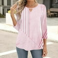 thumbnail image 4 of Ashirexll Tops for Women Trendy, Womens Casual Tops, Fashion Casual Striped Round Neck 3/4 Sleeve Summer T-Shirt, 4 of 6