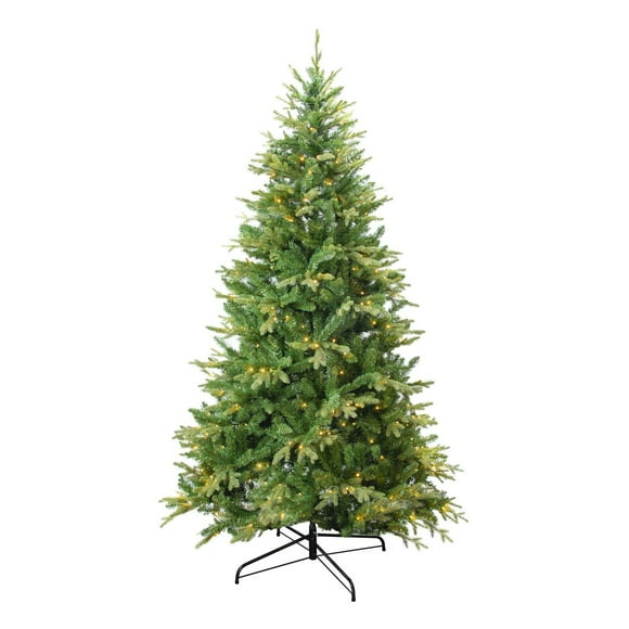 7.5 PI prééclairé mixte pe / pvc vert pinier,1000 5mm double couleur led (blanc chaud/ multi), 8 fonctions, 2638tips