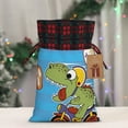 thumbnail image 5 of Rocae Dinosaur Riding a Motorcycle Print Christmas Drawstring Linen Gift Bag with Drawstrings Treat Bag Goody Present Bags for Christmas Party Favor, 5 of 8
