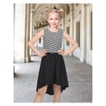 thumbnail image 2 of Sunny Fashion Girls' Sleeveless Chiffon Dress Black And White Zigzag Print High-Low Casual Summer Dresses 6 Years, 2 of 6
