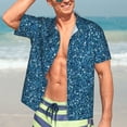 thumbnail image 5 of Lsque Blue Glitter pattern Hawaiian Shirt for Men, Unisex Summer Beach Casual Short Sleeve Button Down Shirts-Small, 5 of 9