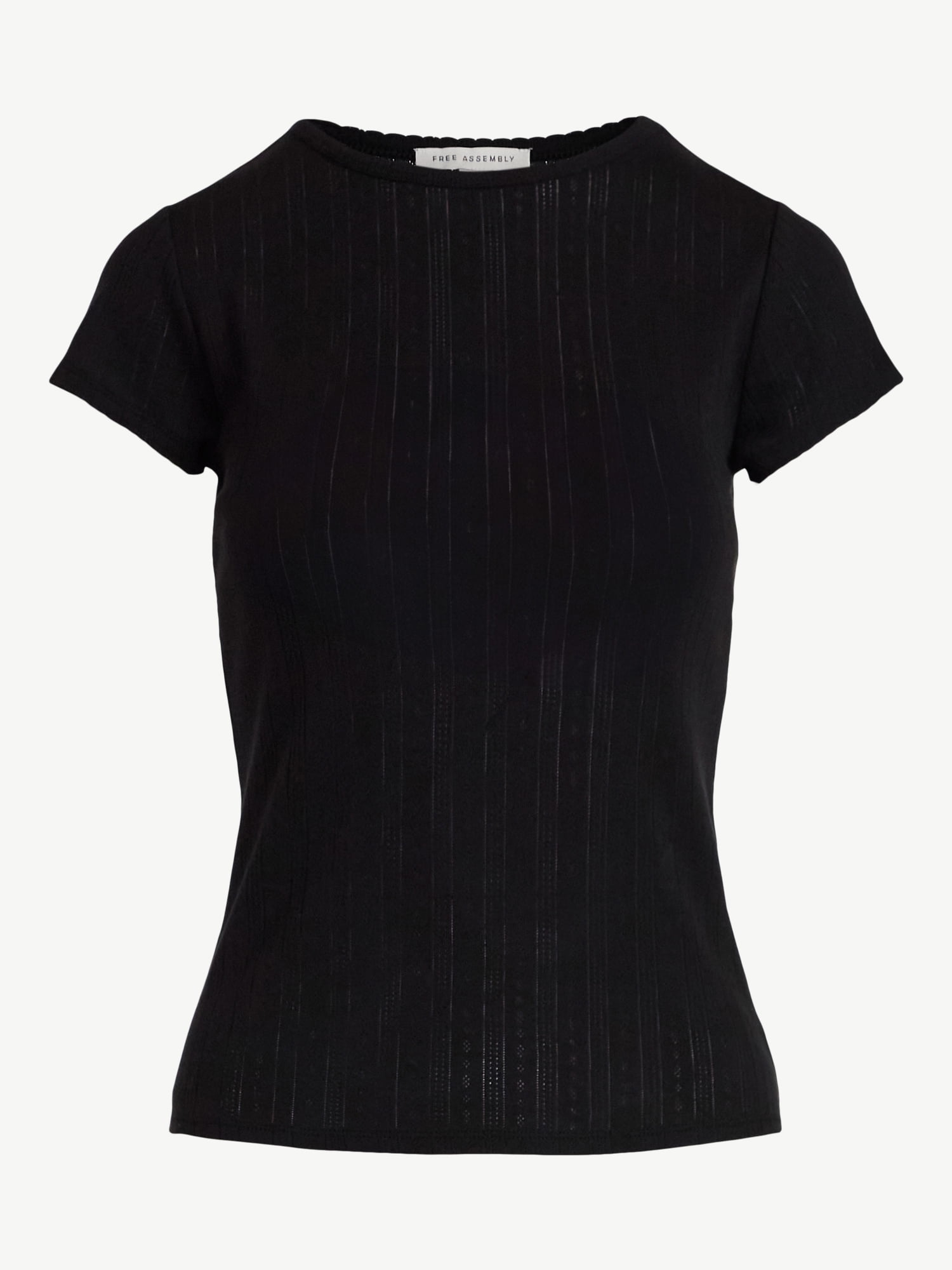 Free Assembly Women's and Women's Plus Pointelle Mini Tee with Short Sleeves, Sizes XS-4X