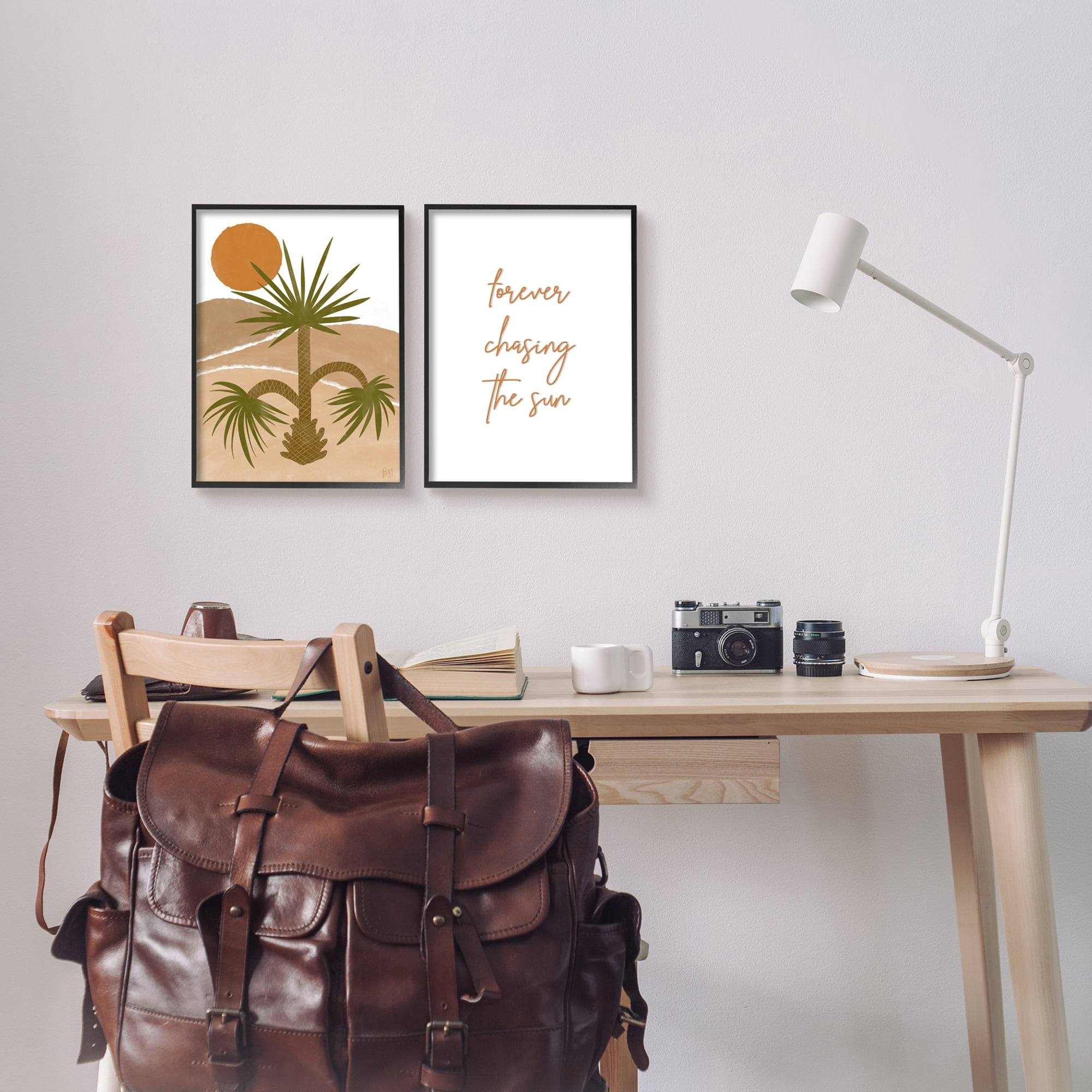 Stupell Indtries Forever Chasing the Sun Phrase Desert Palm Sun,11 x 14,Design by Birch&Ink