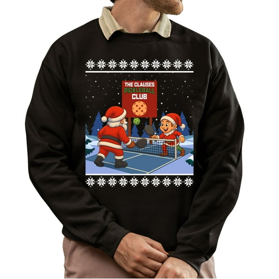 Christmas Sweatshirt, Deck the Halls with Pickleballs Funny Pickle Character Christmas Sweatshirt, Unique Holiday Player Sweatshirt, Witty Sports Gift for Women & Men