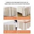 thumbnail image 6 of Beige Striped Wrap Around Bed Skirts for California King Bed 16" Drop,Bed Skirt with Elastic Belt Dust Ruffle Bed Valance Farmhouse Luxurious White Stripes Modern Abstract Art Bed Frame Cover, 6 of 7