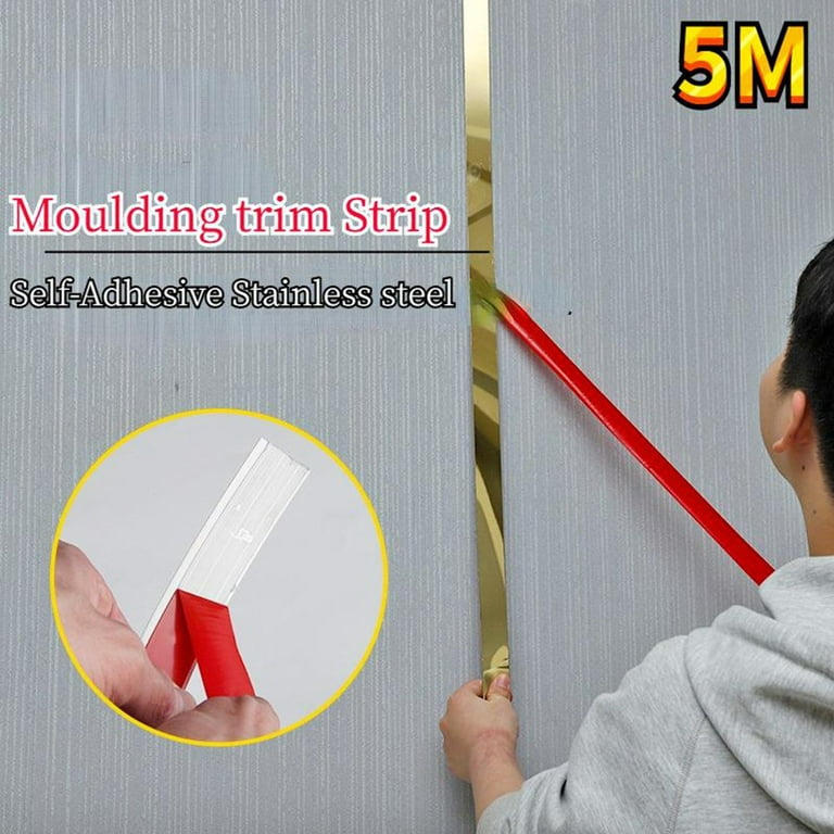 5M Self-adhesive Wall Moulding Strip Frame Sticker Flat Background Edge  Trim