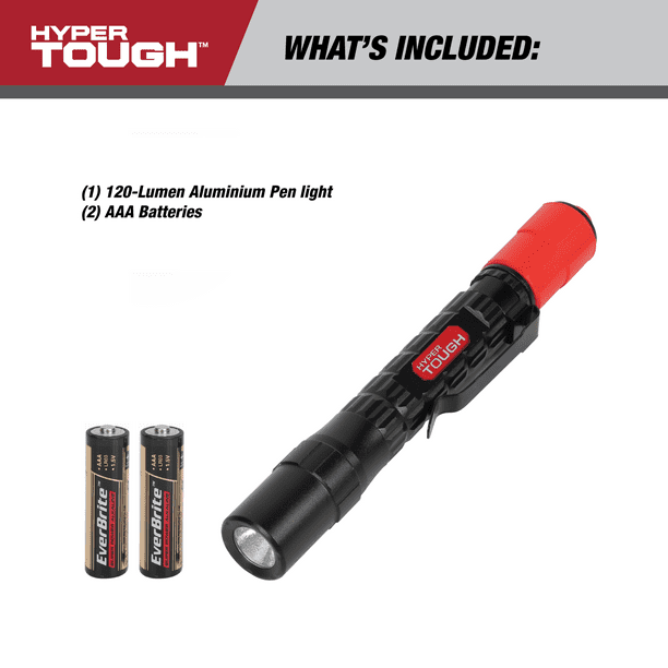 Hyper Tough 120-Lumen Penlight with 3 Modes, White, Red, UV, IPX4