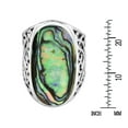 thumbnail image 3 of Bold Large Oval Abalone Sterling Silver Intricate Heart Filigree Ring-8, 3 of 5
