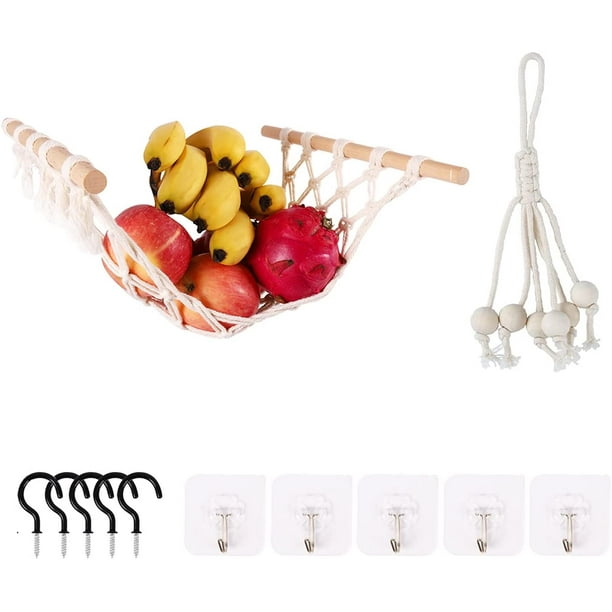 Macrame Fruit Hammock for Kitchen Under Hanging Fruits Basket