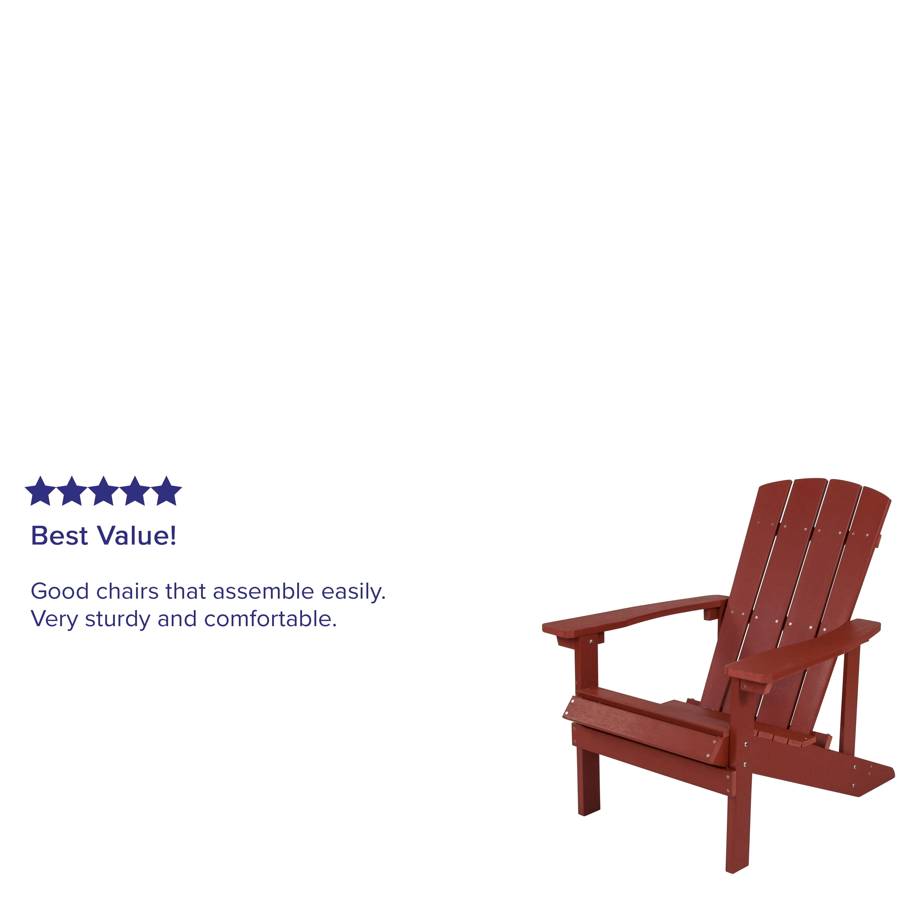 Merrick Lane Red Adirondack Patio Chair With Vertical Lattice Back And Weather Resistant Frame
