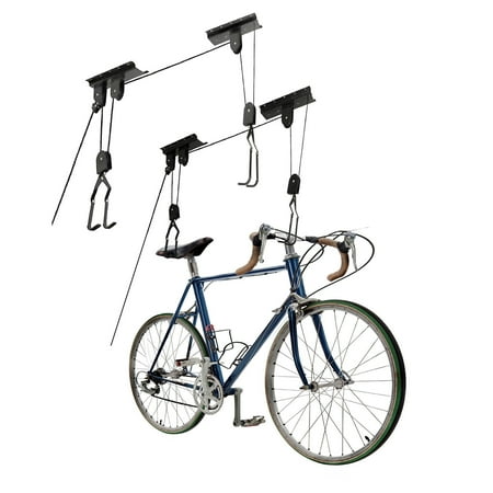 Great Working Tools Bike Hoists Set Of 2 Hanging Ladder Lifts Garage Ceiling Mount 55 Lb Capacity Heavy Duty Hooks And Pulleys Convenient Bicycle