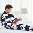 thumbnail image 6 of Naloa Anchors Men’s Pajamas Set - Long Sleeve Button Down Sleep Shirt and Pajama Bottoms Sleepwear Set-Large, 6 of 7