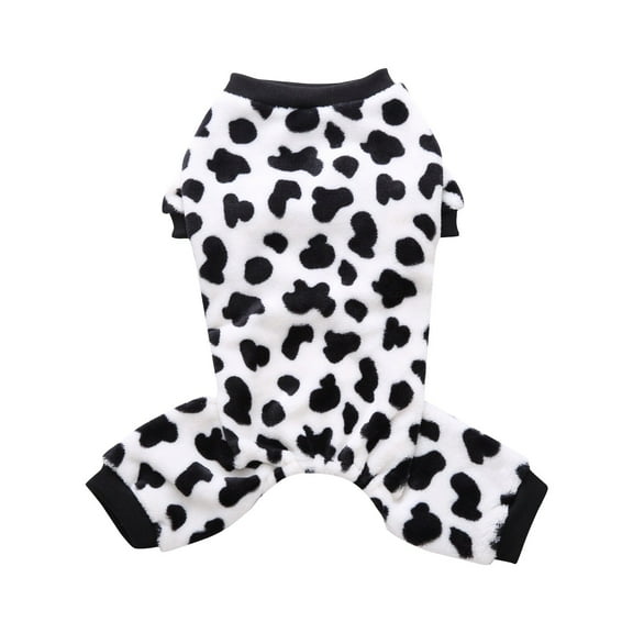 Cow Print Pet Raincoat Winter Pajamas Dog Cat Clothes Warm Cozy Outfit for Cold Weather