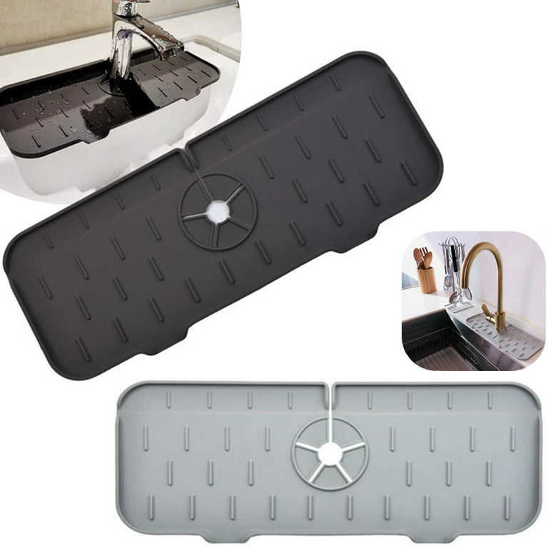 1pc Kitchen Faucet Sink Splash Guard, Silicone Faucet Water Catcher Mat,  Upgraded Design Faucet Handle Drip Catcher Tray, Anti-splash Drain Pad, Sink  Draining Pad Behind Faucet, Grey Rubber Drying Mat For Kitchen