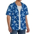 thumbnail image 4 of Naloa Airplanes in the Sky Men's Loose Fit Cuban Collar Short-Sleeve Shirt with Button-down and Chest Pocket for Everyday Wear Outings - Large, 4 of 7