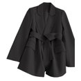 thumbnail image 2 of Women'S Winter Jackets Dressy Casual Ribbed Long Sleeve Lapel Fashion Work Busines Black XL, 2 of 8