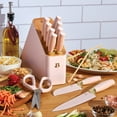 thumbnail image 4 of Beautiful 12 Piece Stainless Steel Knife Knife Set Block Soft Grip Handles Rose by Drew Barrymore, 4 of 10