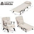 thumbnail image 3 of Convertible Sofa Bed Sleeper Chair,Single Person Chaise Lounge Couch with Pillow,Upholstered Lazy Bed with 6 Angles Adjustable Backrest,Folding Sofa Arm Chair for Apartment/Office/ (Beige), 3 of 6