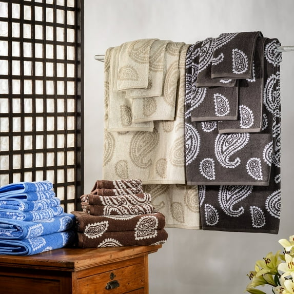 Paisley 100% Long Staple Combed Cotton Bath Towel Set, 2-Pieces Tan / Bath Towel Set