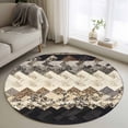thumbnail image 2 of Brown Ethnic Round Rug 3.3ft Washable Circle Entryway Rugs Non Slip Southwest Zigzag Weave Boho Retro Geometric Area Rug Indoor Floor Carpet for Bedroom Kitchen Living Room Office Dining Room Nursery, 2 of 9