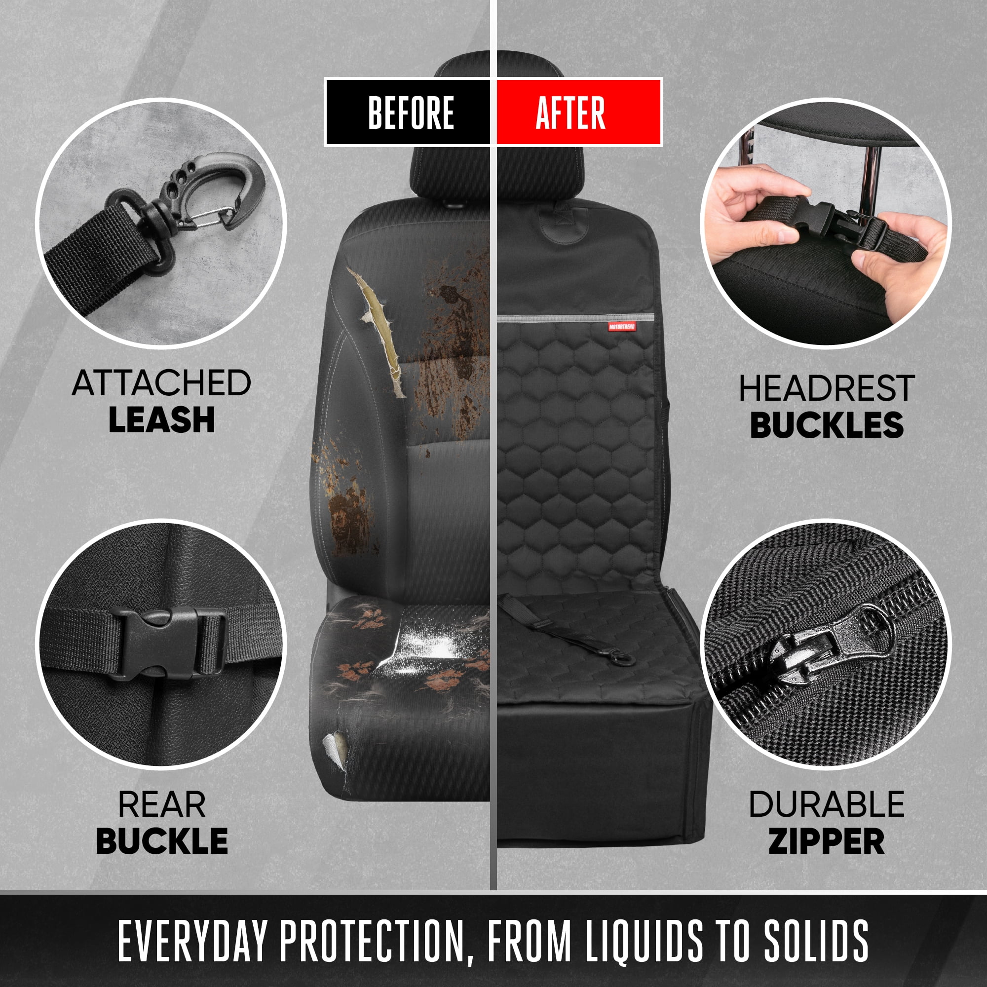Motor Trend Waterproof Foldable 2-in-1 Dog Car Seat Booster Bucket Style Pet Car Protector for Small & Medium Dogs