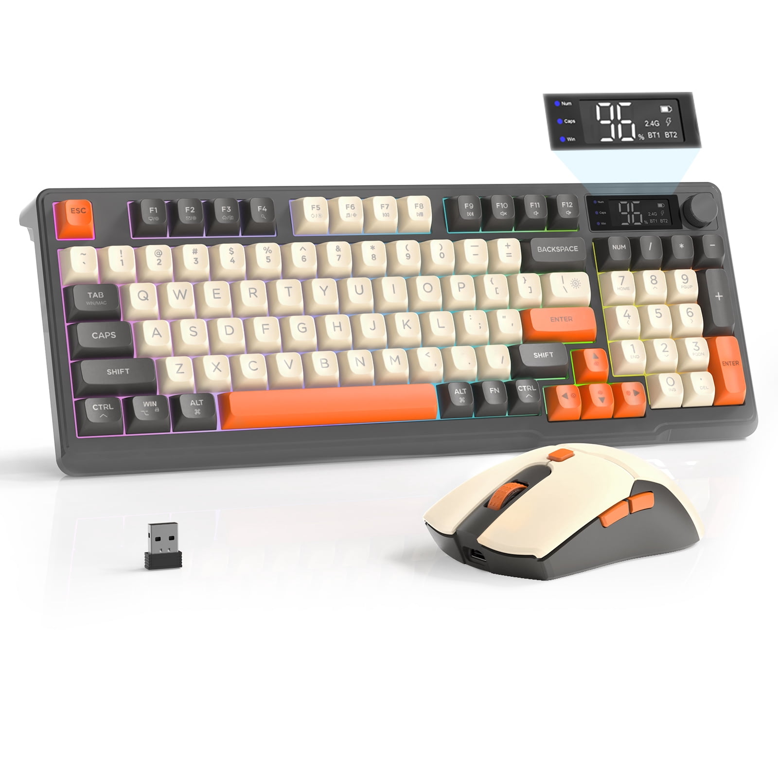 ZIYOULANG Wireless Gaming Keyboard and Mouse Set, 87 Key RGB