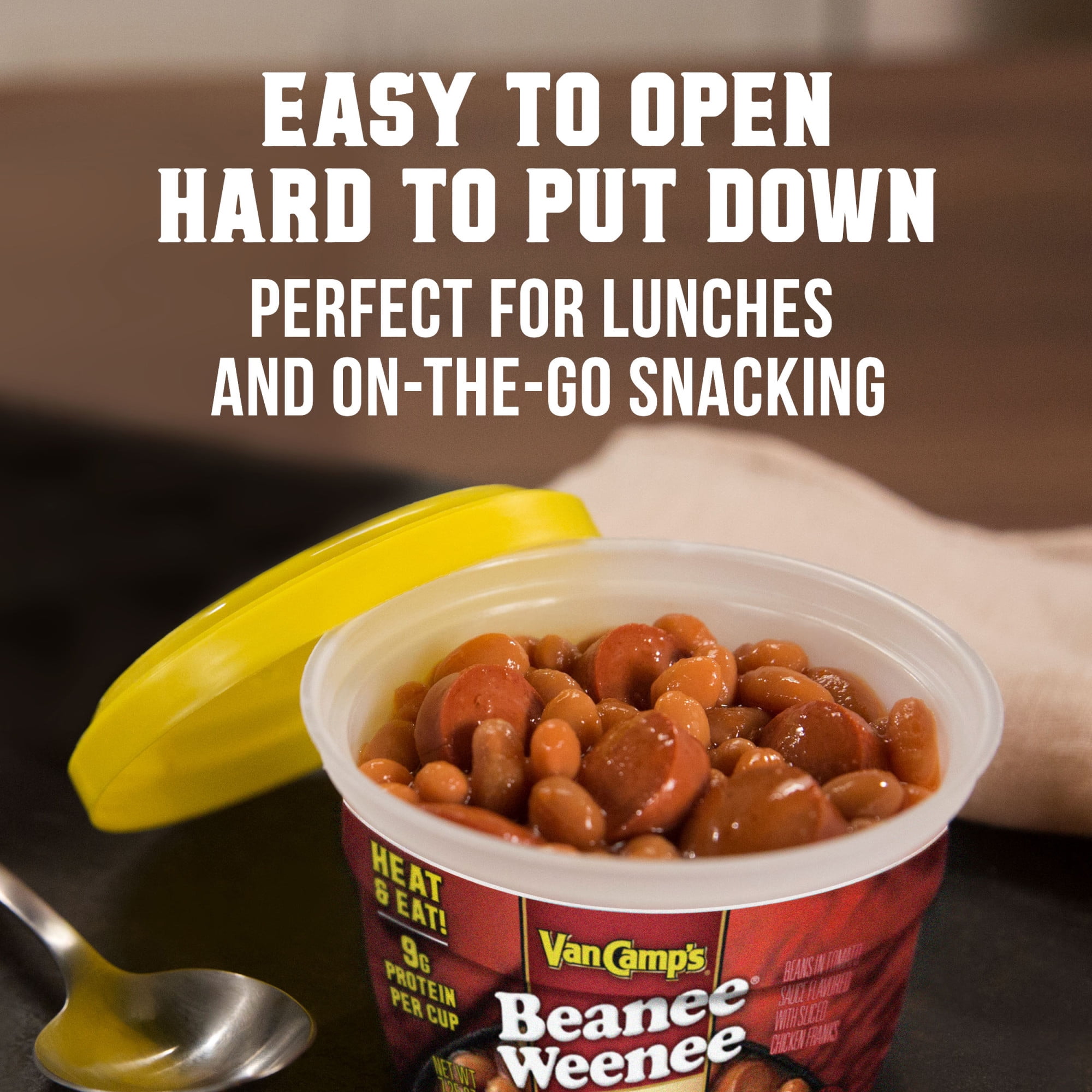 (12 pack) Van Camp's Beanee Weenee Original Flavor, 9g Protein Per Serving, Microwavable Cup, 7.25 oz. Cup