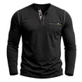 thumbnail image 4 of hoksml Men's Henley Crew Neck Long Sleeve T Shirt Contrast Stitch Chest Pocket Slim Stretch Top for Outdoor Work Daily Casual Wear, 4 of 9