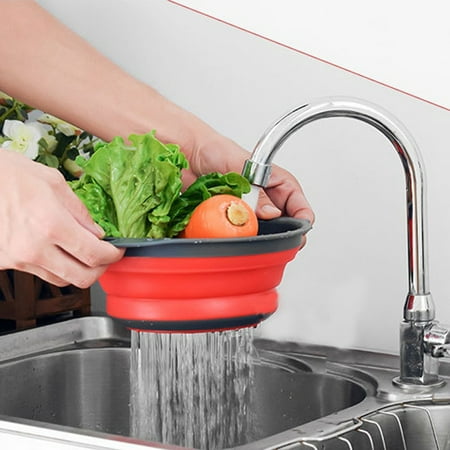 

NIUREDLTD Foldable Silicone Colander Fruit Vegetable Washing Basket Strainer Kitchen RD L