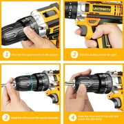 UNTIMATY 21V Cordless Power Drill Set, Power Drill Driver Kit with Lithium-ion Battery and Charger, 3/8-Inch Keyless Chuck, 2 Variable Speed, 25+3 Position and 33pcs Drill/Driver Bits