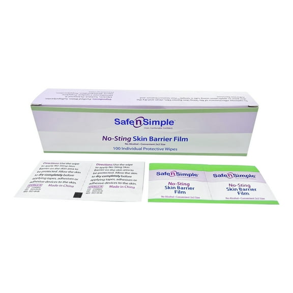 Safe N Simple No-String Skin Barrier Film, Non-Sterile, Individual Packet Wipes, 100 Ct