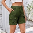 thumbnail image 7 of Lenpel Jean Shorts for Women Trendy Elastic High Waisted Mid Thigh Cargo Denim Shorts Summer Casual Shorts with Pockets, 7 of 7