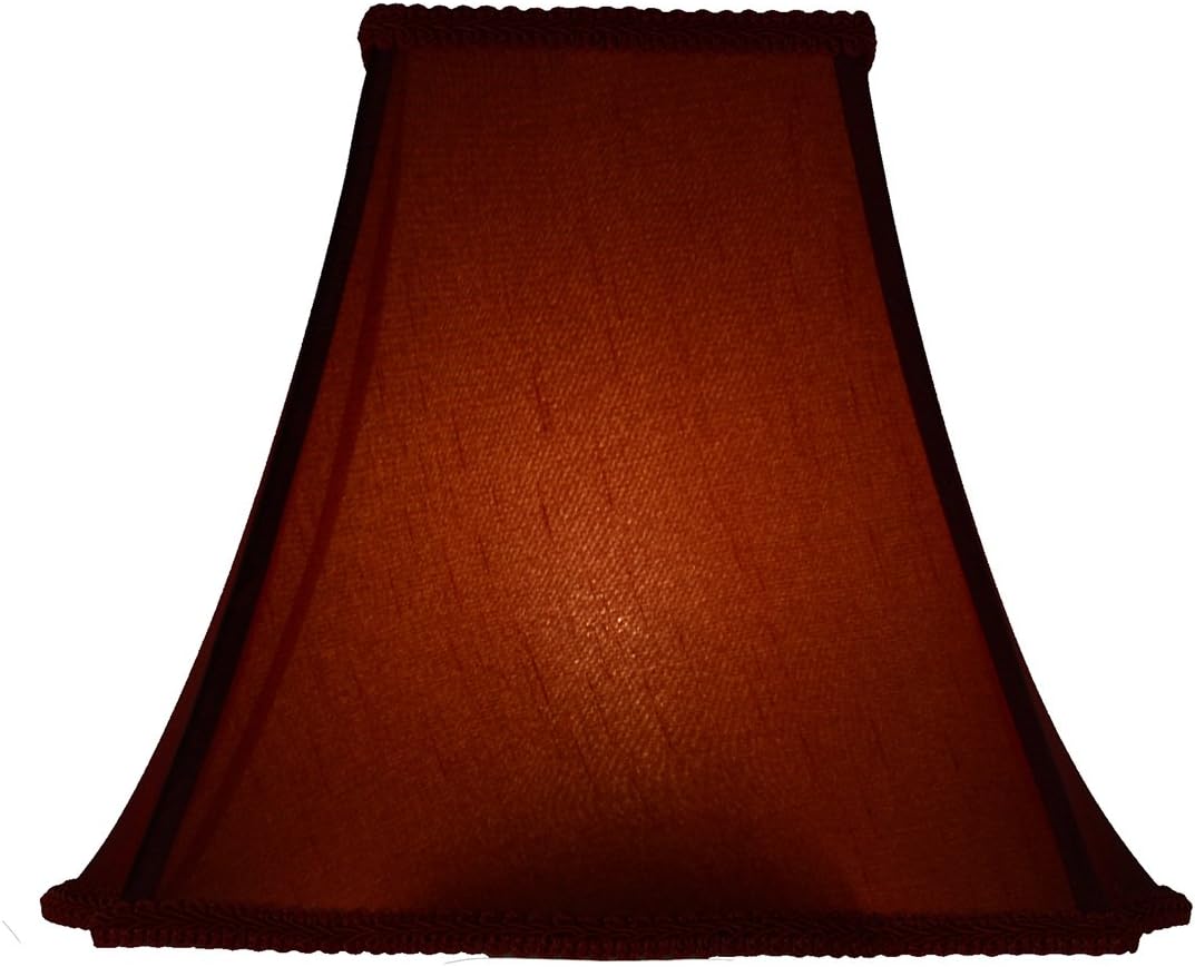 Urbanest Softback Faux Silk Scalloped Bell Drum Lampshade – 5" Top x 12" Bottom x 10" Slant Height – Burgundy Tone – Spider Fitter- 1 Piece