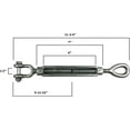thumbnail image 2 of 3/8" x 6" Drop Forged/Hot Dipped Galvanized Steel Eye/Jaw Turnbuckle for Wire Rope Cable 8-Pack, 2 of 4