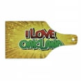 thumbnail image 1 of Oakland Cutting Board, I Love Oakland Colorful Creative Pop Art Stars Sunburst Effect, Decorative Tempered Glass Cutting and Serving Board, in 3 Sizes, by Ambesonne, 1 of 2