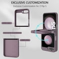 thumbnail image 5 of Case for Samsung Galaxy Z Flip 5 5G, Slim Liquid Silicone Phone Case with 360 Rotatable Ring Holder Kickstand Fashion Hand Strap Magnetic Car Mount Shockproof TPU Bumper Cover - Purple, 5 of 7