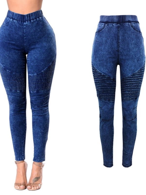 Womens Stretchy Skinny Jeggings Cotton Pants Slim Fit Casual Waist Wrap Trousers