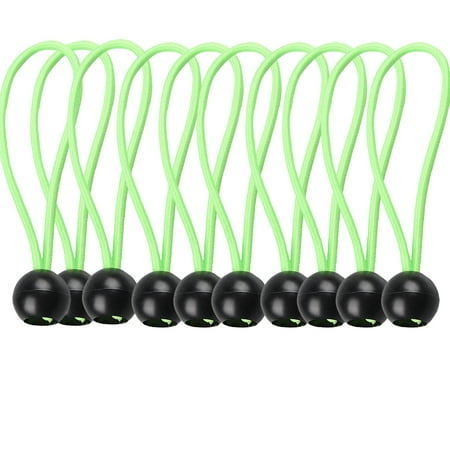 

SANAG 10 Pieces Ball Bungee Cords Adjustable Elastic Cable Ties Tie Down Strap Lightweight Detachable Tent Accessories Survival Tools Green