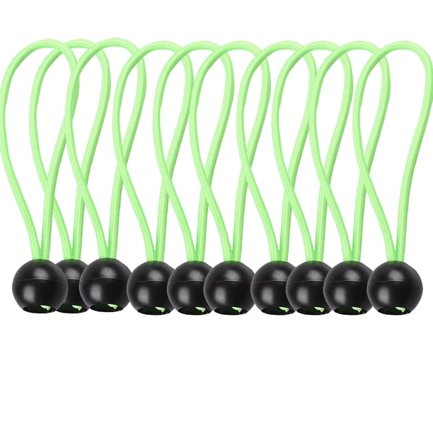 Ball Bungee Cords Lazos elásticos ajustables Corbatas Lazo Correa Correa Ligera Ligera Tienda de Tienda de Tienda de Accesorios Supervivencia Herramientas Verde 10 Piezas Guardurnaity OD020022-02